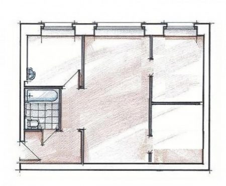 Проект перепланировки двухкомнатной квартиры