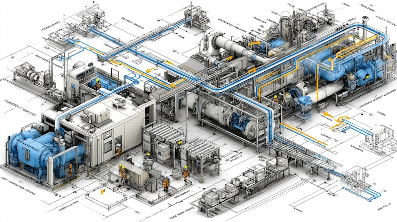 Схема работы промышленного чиллера в производственном цикле